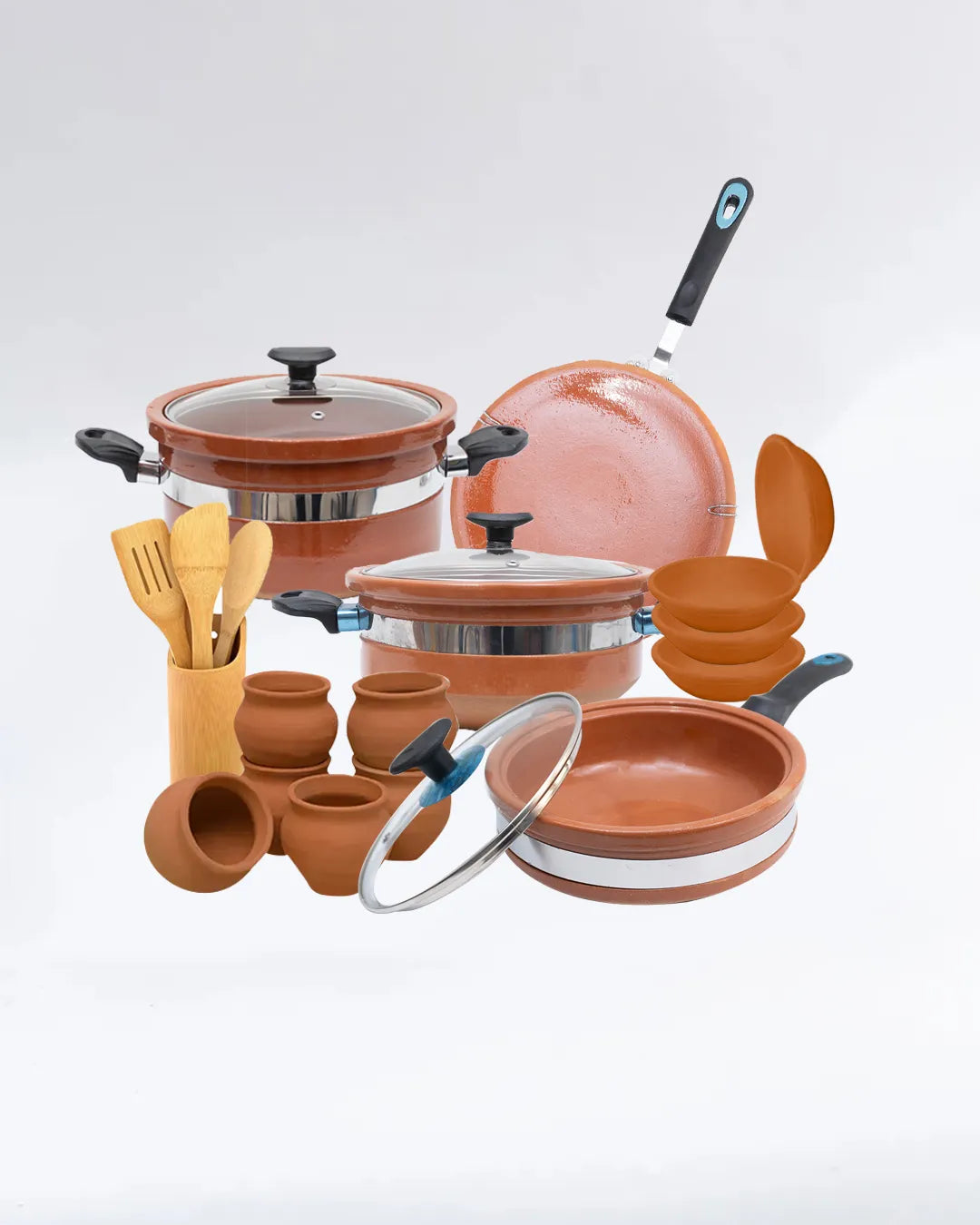 Azaadi Dinner Set – Premium 8-Piece Full Kitchen Clay Collection DESIBARTAN