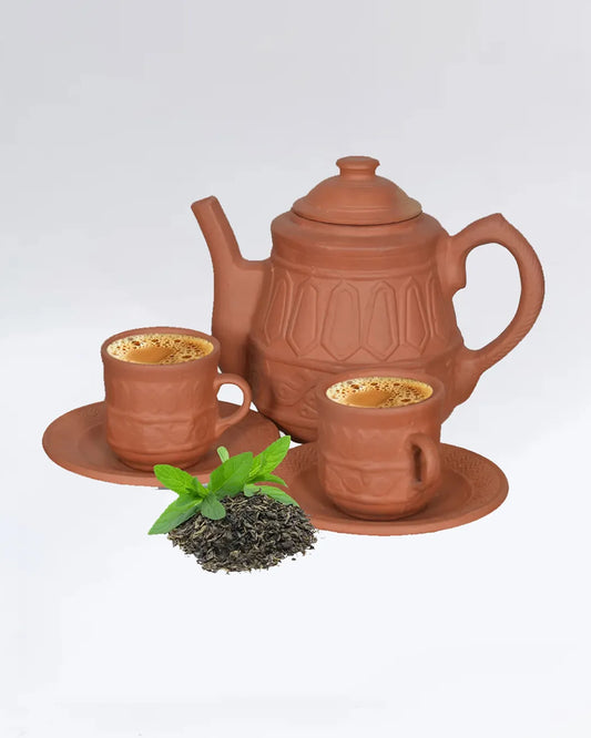 Royal Clay Tea Set β 13-Piece Premium Teapot & Cup Saucer Collection DESIBARTAN