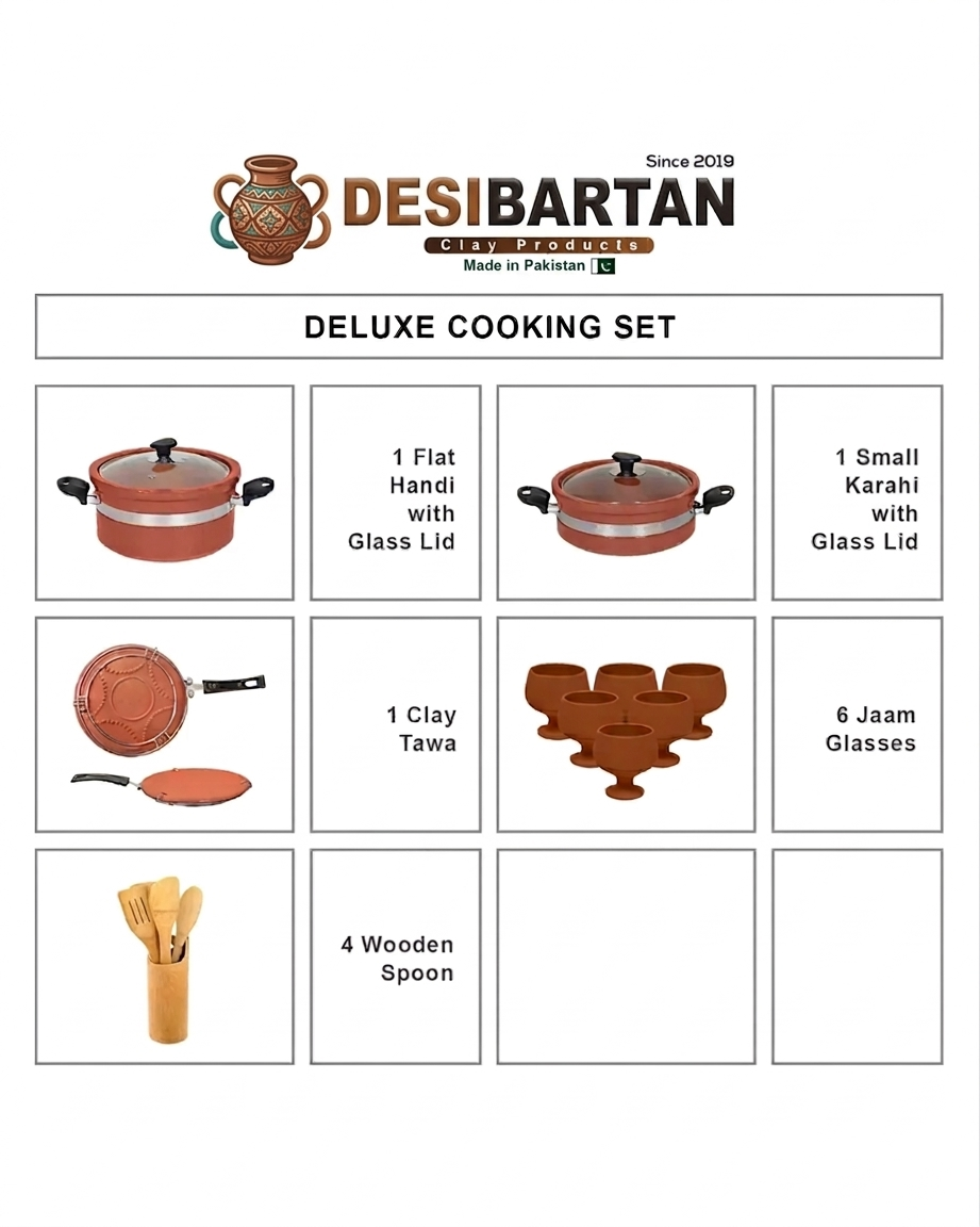 Deluxe Cooking Set – 13-Piece Everyday Clay Kitchen Bundle (Health & Tradition) DESIBARTAN