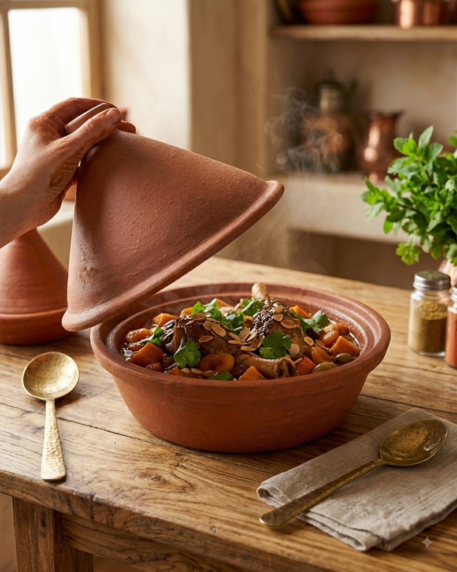 Traditional Moroccan Tagine Clay Pot – Handmade Earthenware Cooking Pot with Conical Lid | DESIBARTAN