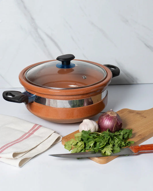 Premium Round Glazed Clay Karahi – Glossy Finish Mitti ki Karahi DESIBARTAN