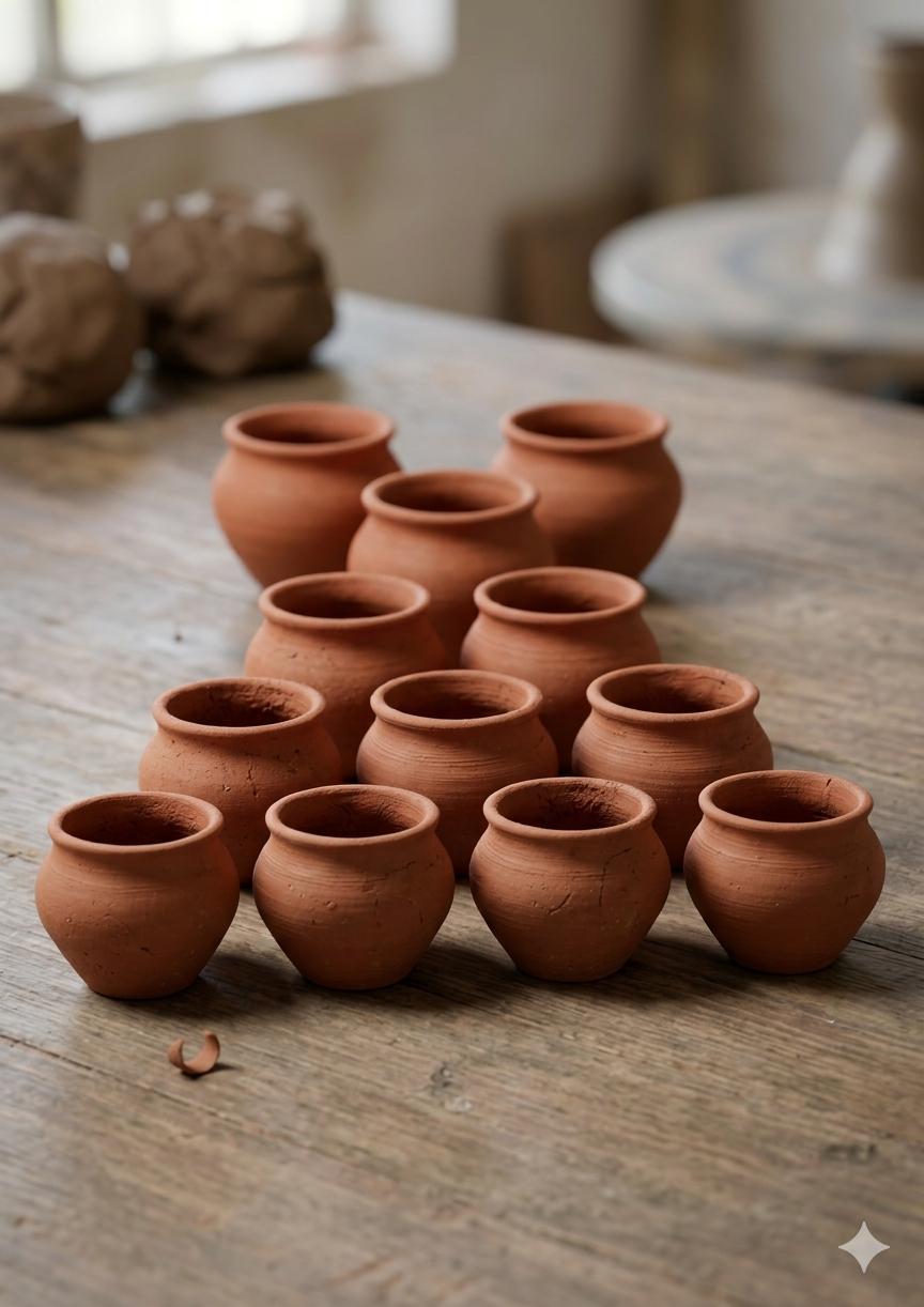 Tandoori Chai Set – 12-Piece Authentic Clay Tea Cups (Mitti ke Kulhad) DESIBARTAN