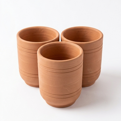 Set of 6 Premium Clay Glasses – Traditional Mitti ke Glass for Water, Lassi & Juice DESIBARTAN