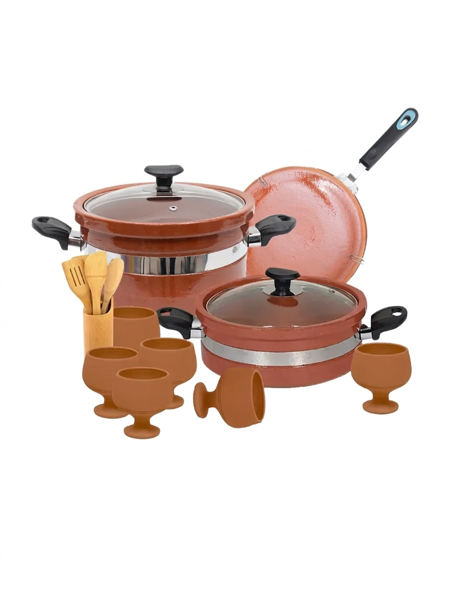 Deluxe Cooking Set – 13-Piece Everyday Clay Kitchen Bundle (Health & Tradition) DESIBARTAN