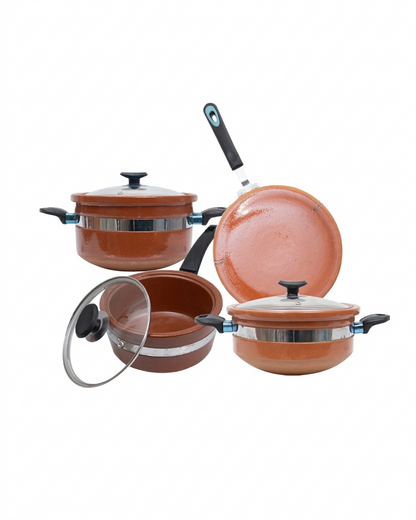 Diamond Cooking Set – 4-Piece Premium Glazed & Glass Lid Collection DESIBARTAN
