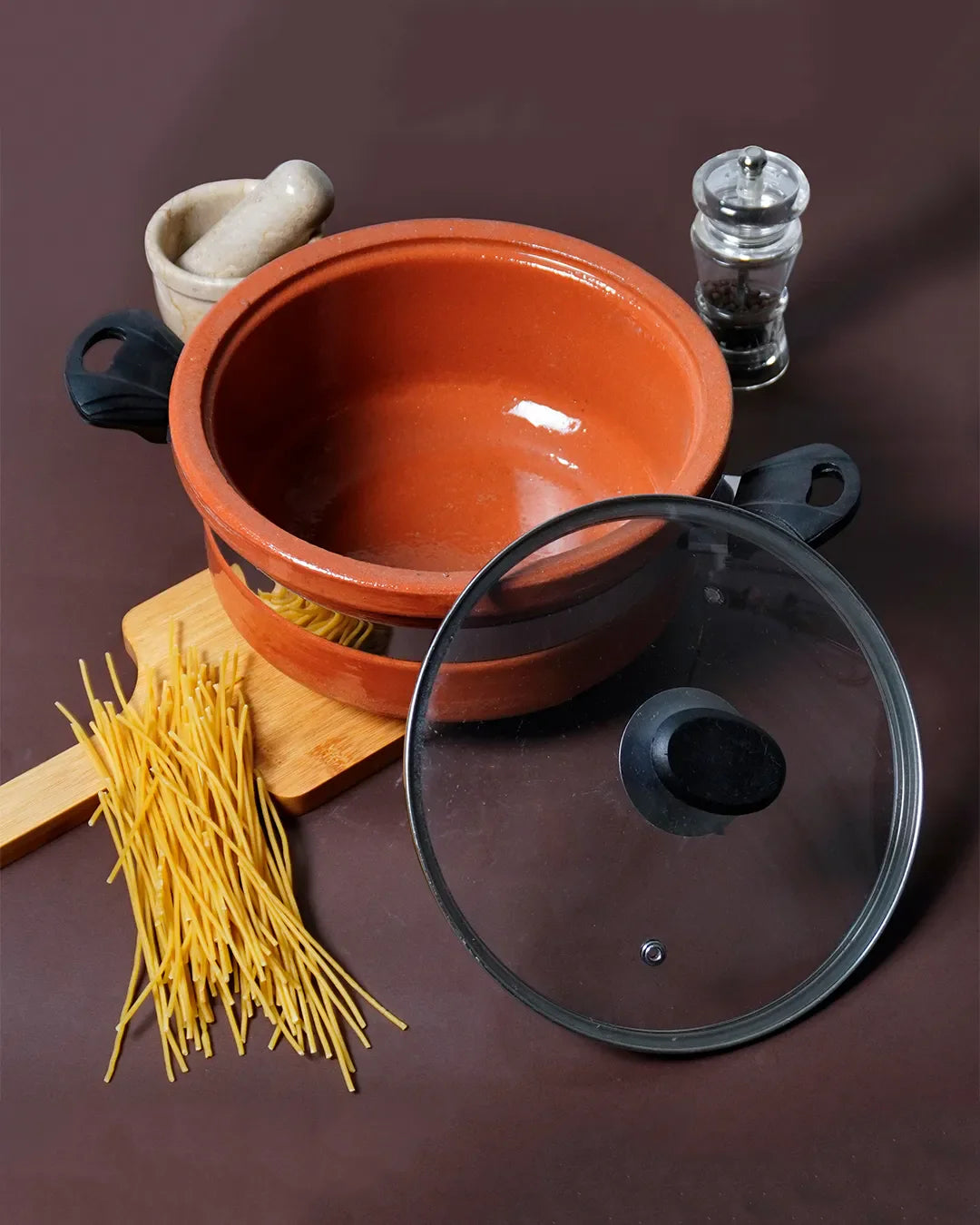 Premium Flat Glazed Clay Karahi – Modern Glossy Finish Mitti ki Karahi DESIBARTAN
