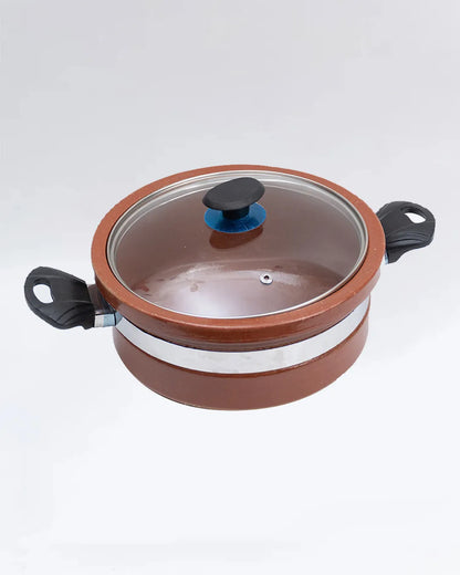 Premium Flat Glazed Clay Karahi – Modern Glossy Finish Mitti ki Karahi DESIBARTAN