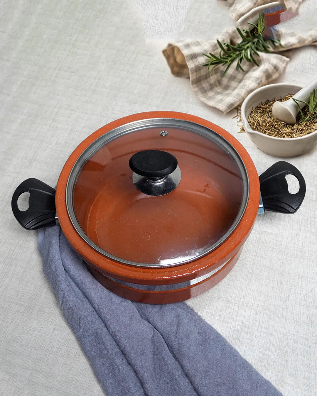 Premium Flat Glazed Clay Karahi – Modern Glossy Finish Mitti ki Karahi DESIBARTAN
