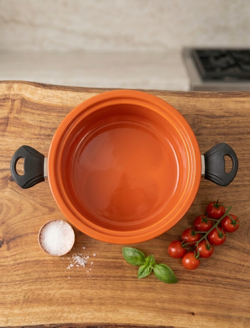Premium Flat Glazed Clay Handi – Modern Glossy Finish Mitti ki Handi DESIBARTAN