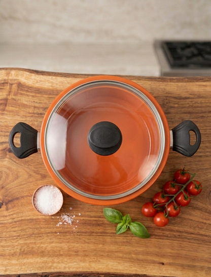 Premium Flat Glazed Clay Handi – Modern Glossy Finish Mitti ki Handi DESIBARTAN