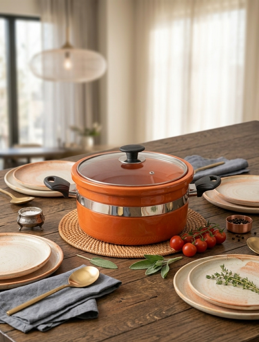 Premium Flat Glazed Clay Handi – Modern Glossy Finish Mitti ki Handi DESIBARTAN