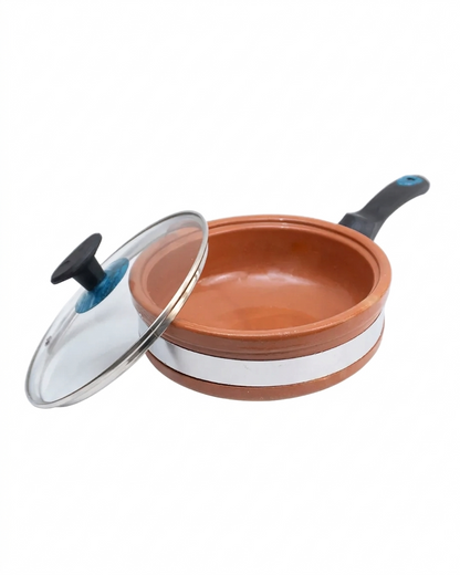 Premium Glazed Clay Fry Pan – Glossy Finish Mitti ka Fry Pan for Healthy Frying DESIBARTAN