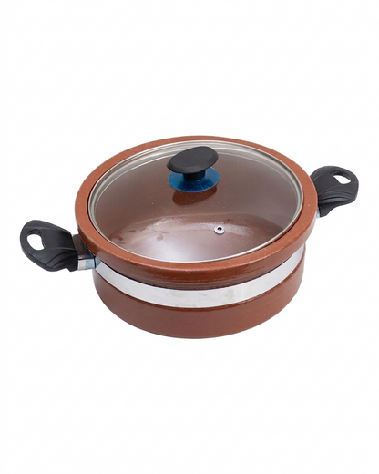 Premium Flat Glazed Clay Karahi – Modern Glossy Finish Mitti ki Karahi DESIBARTAN