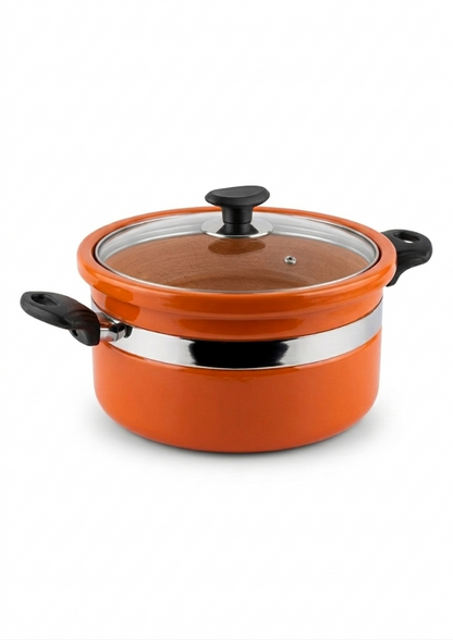 Premium Flat Glazed Clay Handi – Modern Glossy Finish Mitti ki Handi DESIBARTAN