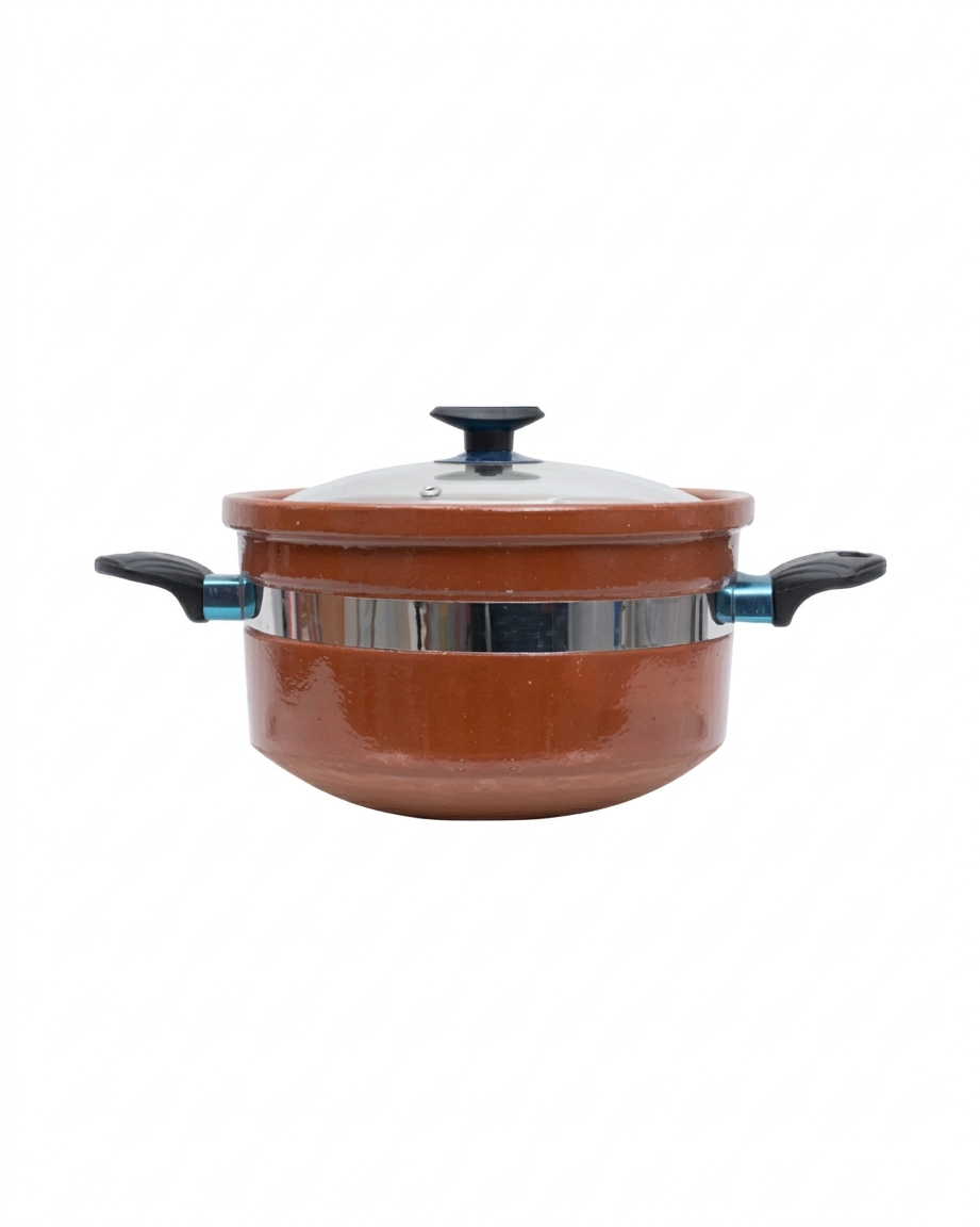 Premium Round Glazed Clay Handi – Glossy Finish Mitti ki Handi DESIBARTAN