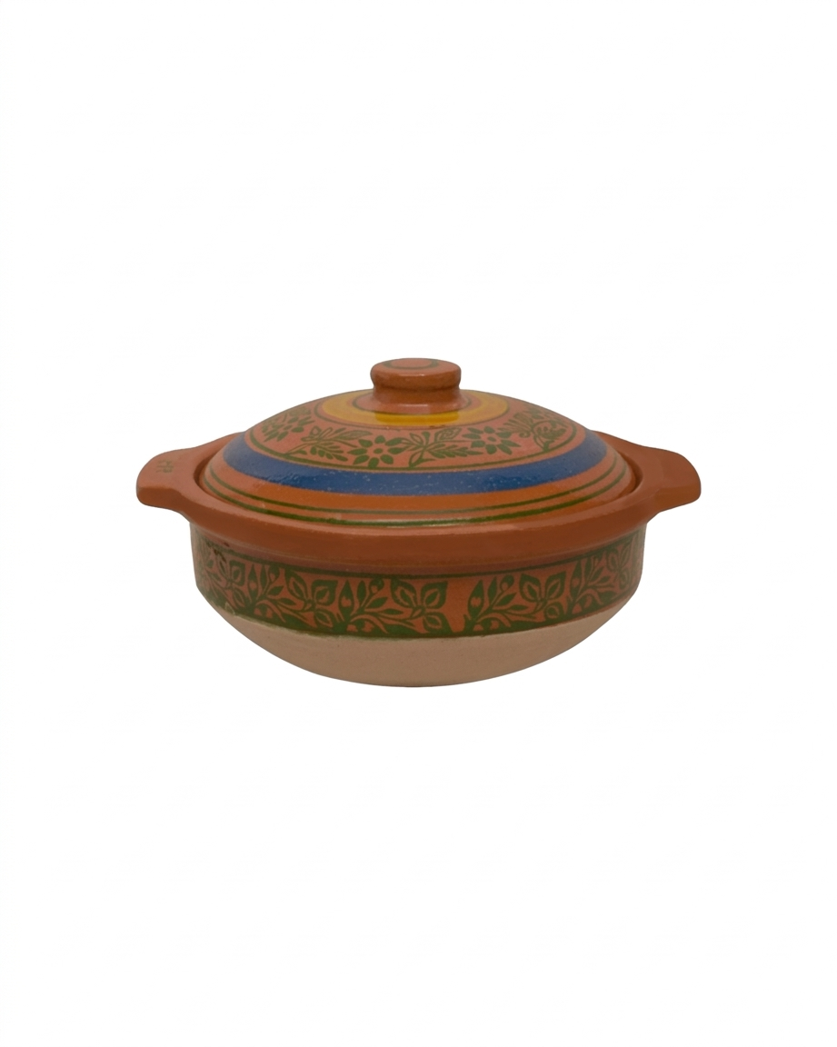 Mini Glazed Clay Karahi – Handcrafted Cooking & Serving Pot with Lid DESIBARTAN