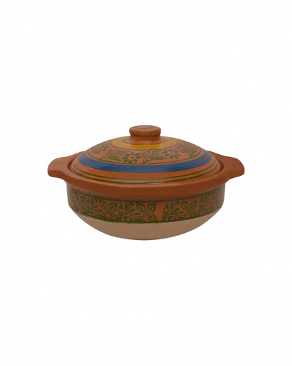 Mini Glazed Clay Karahi – Handcrafted Cooking & Serving Pot with Lid DESIBARTAN