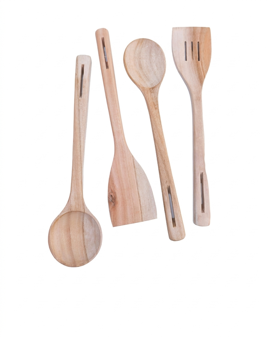 Premium Wooden Spoon Set – 4-Piece Handcrafted Sheesham Wood Cooking Tools DESIBARTAN