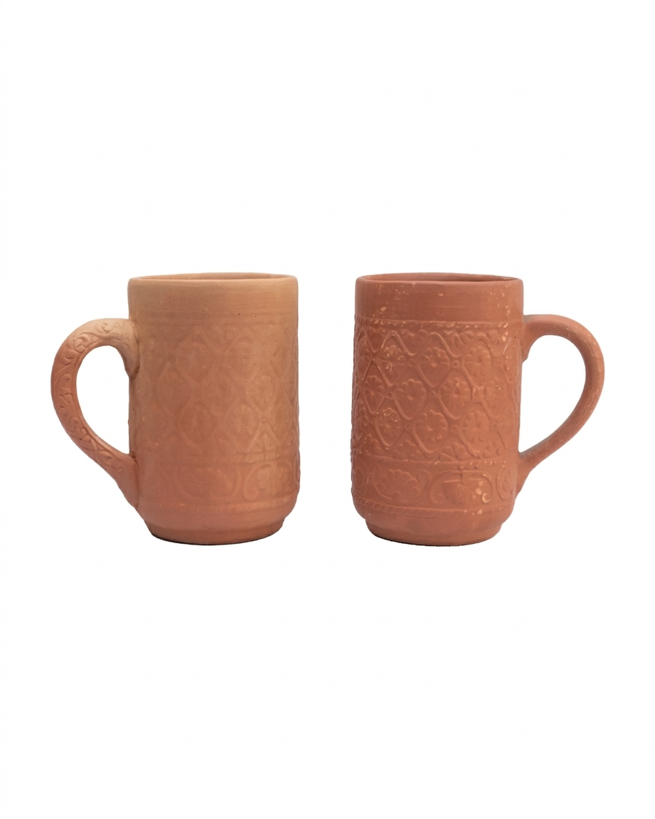 Premium Clay Mugs – Set of 2 / Set of 4 Handcrafted Organic Coffee & Tea Mugs DESIBARTAN