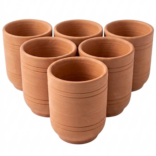 Set of 6 Premium Clay Glasses – Traditional Mitti ke Glass for Water, Lassi & Juice DESIBARTAN