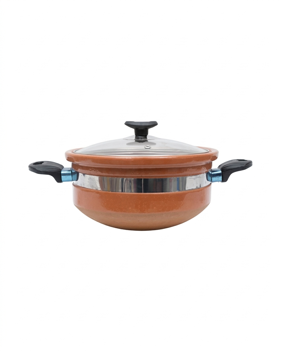Premium Round Glazed Clay Karahi – Glossy Finish Mitti ki Karahi DESIBARTAN
