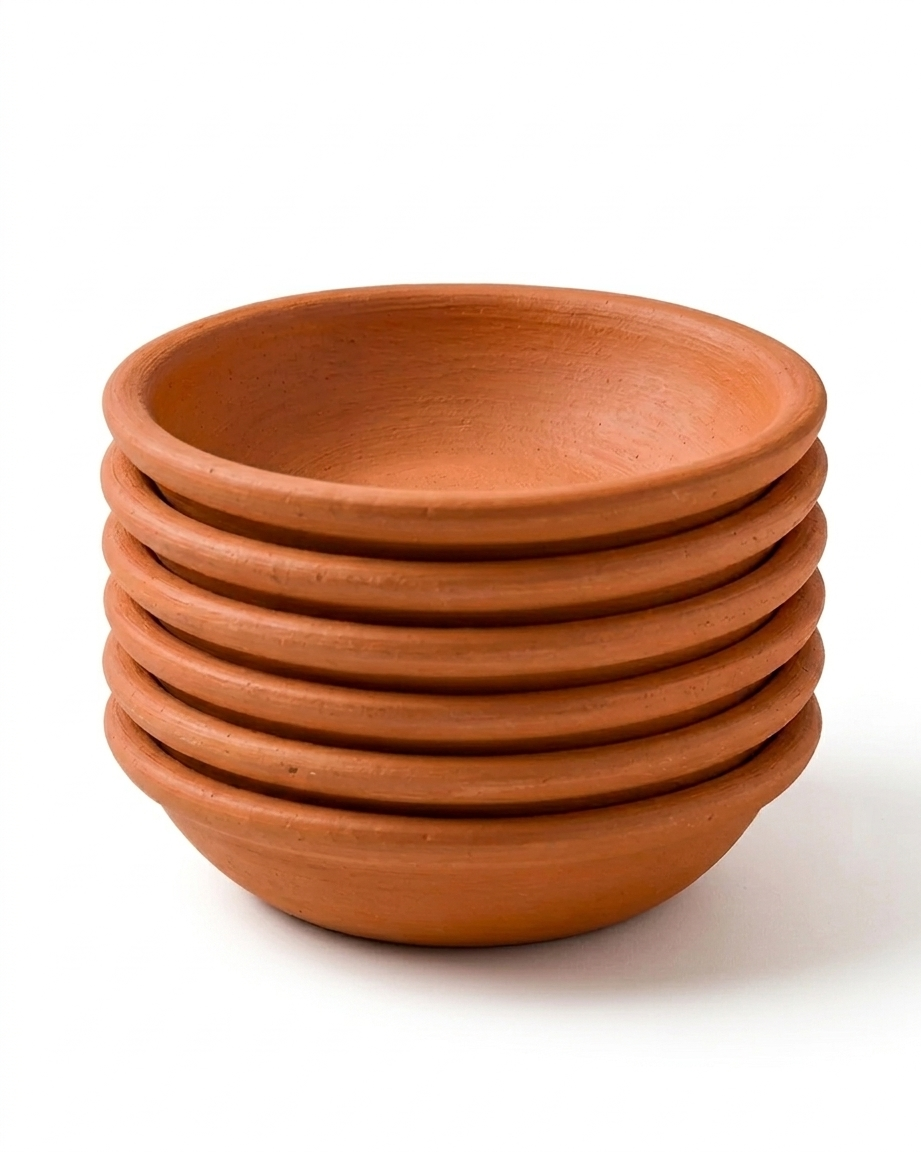 Set of 6 Premium Clay Plates – Traditional Handcrafted Mitti ki Plate for Dining DESIBARTAN
