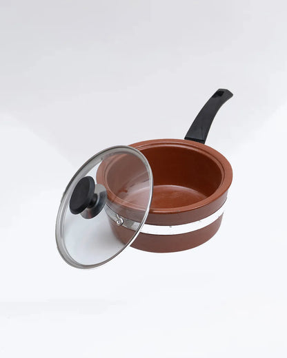 Premium Glazed Clay Saucepan – Glossy Finish Mitti ka Saucepan with Handle DESIBARTAN