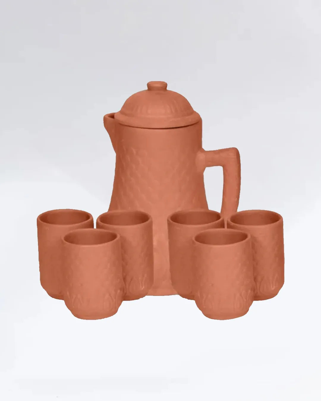 Royal Water Set – 7-Piece Premium Clay Jug & 6 Glasses Collection DESIBARTAN