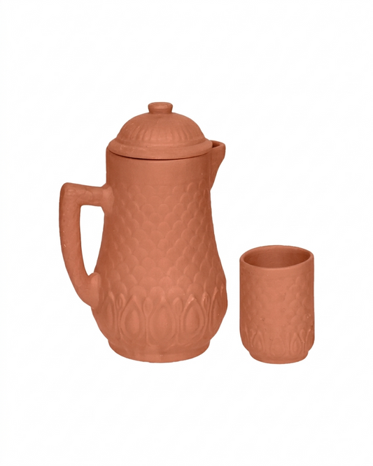 Royal Water Set – 7-Piece Premium Clay Jug & 6 Glasses Collection DESIBARTAN