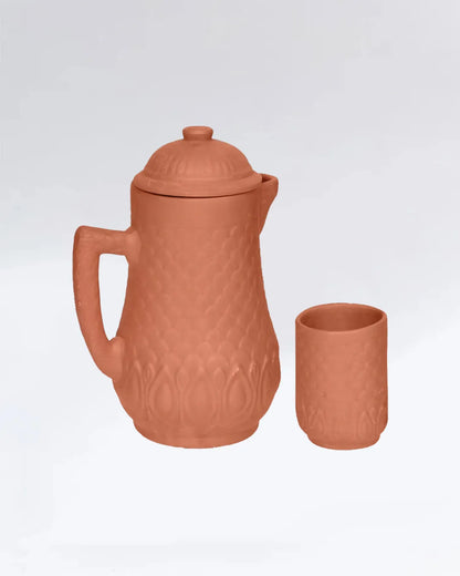 Royal Water Set – 7-Piece Premium Clay Jug & 6 Glasses Collection DESIBARTAN