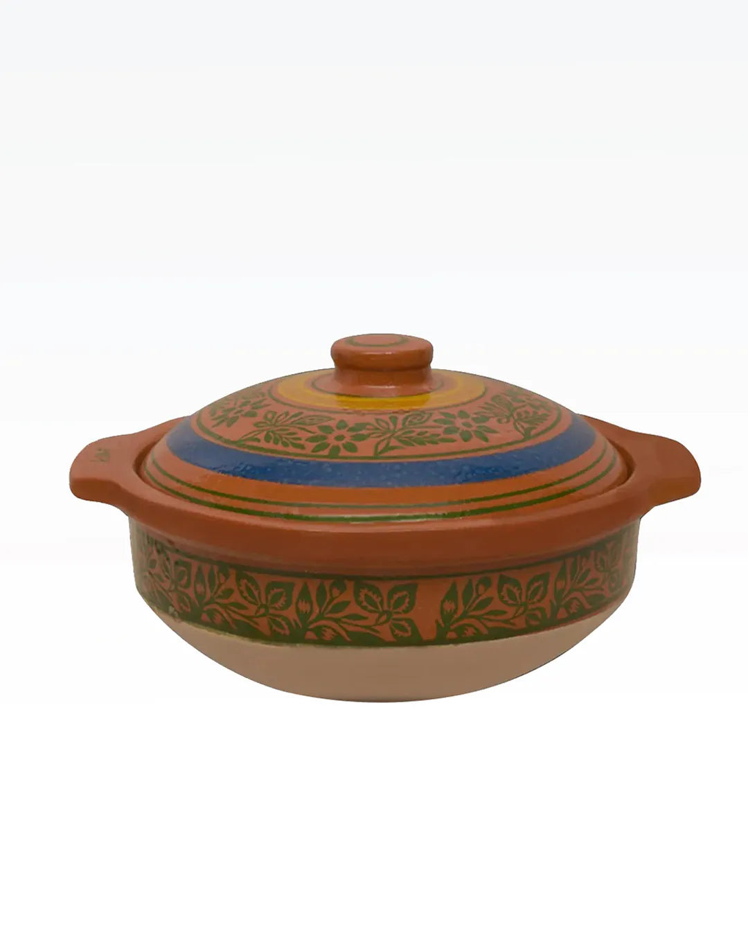 DESIBARTAN Medium Glazed Clay Karahi – 1.5kg Capacity Handcrafted Cooking Pot with Lid