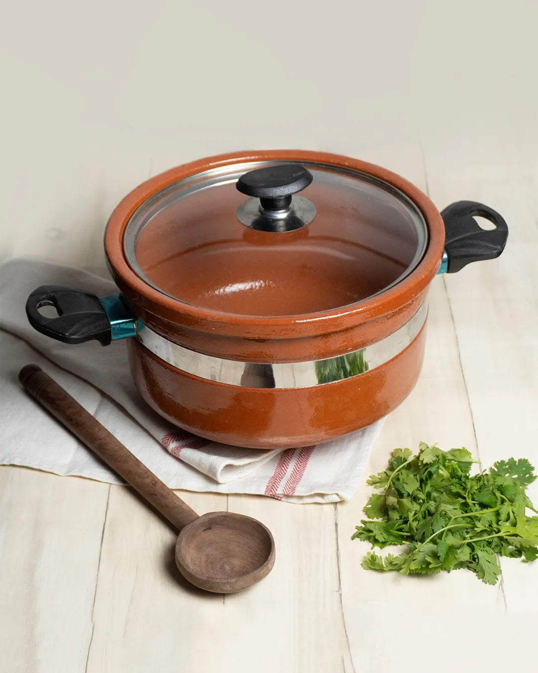 Premium Round Glazed Clay Handi – Glossy Finish Mitti ki Handi DESIBARTAN
