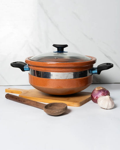 Premium Round Glazed Clay Karahi – Glossy Finish Mitti ki Karahi DESIBARTAN
