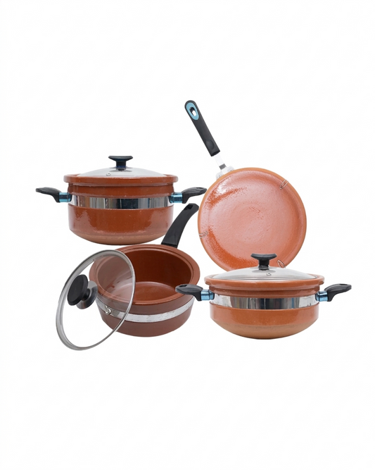 Silver Cooking Set – 4-Piece Essential Clay Kitchen Bundle (Daily Use Edition DESIBARTAN