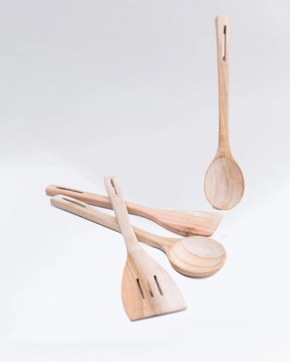 Premium Wooden Spoon Set – 4-Piece Handcrafted Sheesham Wood Cooking Tools DESIBARTAN