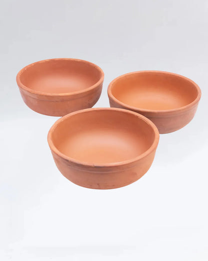 Organic Clay Yogurt Bowl Set – 3-Piece Natural Mitti ki Dahi Jamane Wali Pyali DESIBARTAN